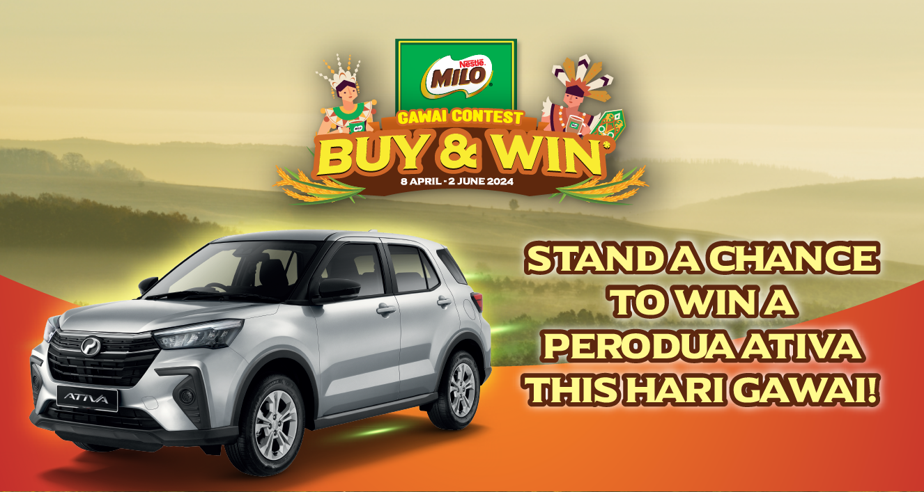 STAND A CHANCE TO WIN EXCITING PRIZES WHEN YOU BUY MILO® PRODUCTS THIS HARI GAWAI!